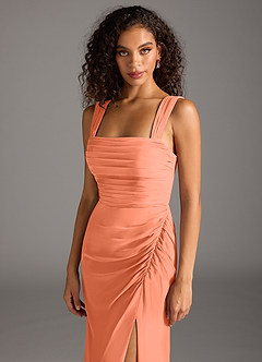 Azazie Jesaphine Bridesmaid Dresses Sunset Sheath Bow Chiffon Dress image7