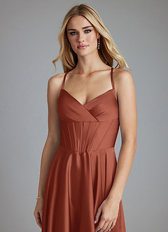 Azazie Alaia Suknie dla druhen Linia A Gorset Satyna elastyczna Do ziemi Sukienka image5