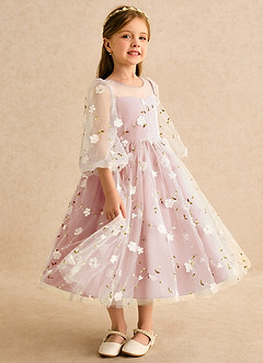 Azazie Elowen Flower Girl Dresses Rosette A-Line Sweetheart Neckline Lace Dress image4