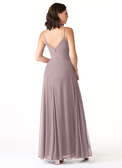 Azazie Evalin Robes de demoiselle d'honneur Robe Trapèze en Maille Col V plissé Crépuscule image4