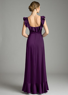 Azazie Lyra Bridesmaid Dresses Grape A-Line Off the Shoulder Stretch Satin Convertible Dress image8