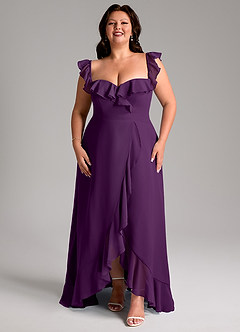 Azazie Lyra Bridesmaid Dresses Grape A-Line Chiffon Convertible Dress image15
