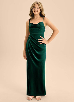 Azazie Mai Junior Jurk van flueel met A-Lijn Sweetheart Halslijn Smaragd image3