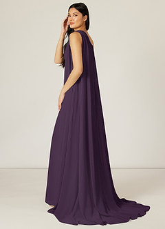 Azazie Lydia Bridesmaid Dresses Plum Mermaid One Shoulder Chiffon Dress image4
