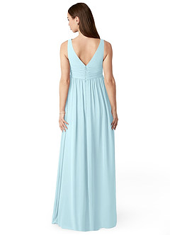 Azazie Yetta Maternity Bridesmaid Dresses A-Line V-Neck Gathered Chiffon Floor-Length Dress image2
