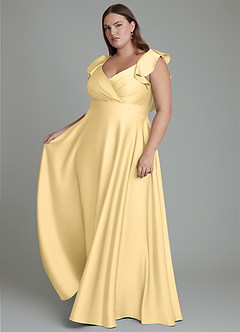 Azazie Leilani Bridesmaid Dresses Butter A-Line Ruched Stretch Satin Dress image13