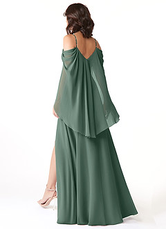 Azazie Cienna Robes de demoiselle d'honneur Robe Trapèze en Mousseline de soie Épaule décolletée Mousse De Mer image5
