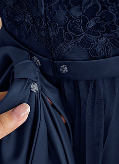 Azazie Cinna Flower Girl Dresses Dark Navy A-Line Lace Tulle Dress image6