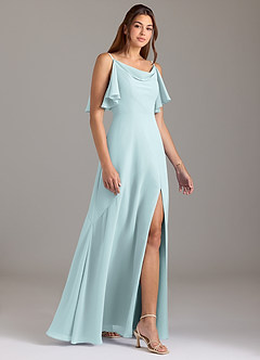 Azazie Darcia Bridesmaid Dresses Mist A-Line Side Slit Chiffon Dress image4