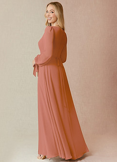 Azazie Leonia Bridesmaid Dresses MAI TAI A-Line Long Sleeve Chiffon Dress image2