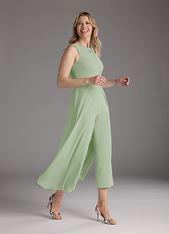 Azazie Anitta Mother of the Bride Dresses Dusty Sage Jumpsuit/Pantsuit Pleated Stretch Crepe Dress image4