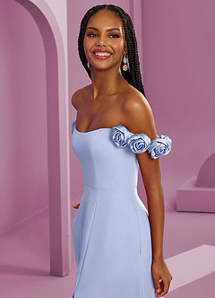 Barbie ♥ Azazie Bridesmaid Dresses Ice A-Line Off the Shoulder Chiffon Convertible Dress image5