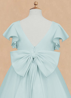 Azazie Kaeya Flower Girl Dresses Sea Glass A-Line Bow Tulle Dress image8