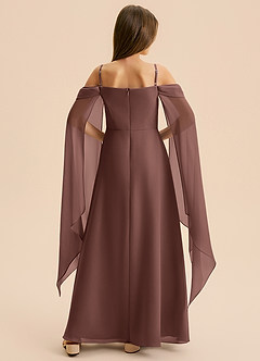 Azazie Moana Junior Linia A Pofałdowany Szyfon Długość podłogi Młodsza druhna Sukienka image5