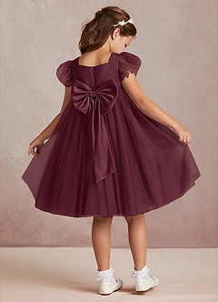 Azazie Kalio Flower Girl Dresses Cabernet A-Line with Sleeves Tulle Dress image1