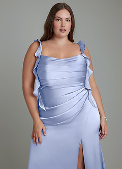 Azazie Jessamine Bridesmaid Dresses Ice Sheath Corset Stretch Satin Dress image10