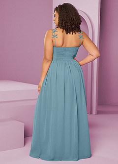 Barbie ♥ Azazie Bridesmaid Dresses Moody Blue A-Line Pleated Chiffon Dress image15