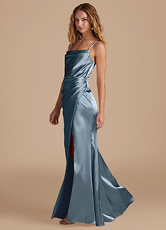 Azazie Marzia Bridesmaid Dresses Twilight Mermaid Pleated Metallic Satin Dress image2
