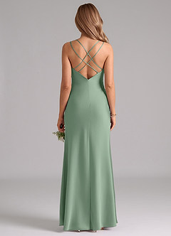 Azazie Suttona Vestidos de damas de honor Vestido de Matcha de Satén Elástico de Corte en A con Plisado image3