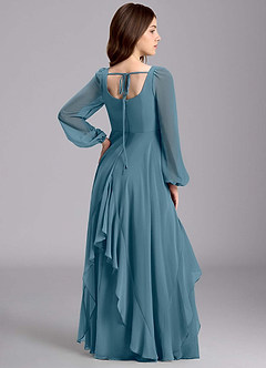 Azazie Clara Junior Vestido de Bermudas de Gasa de Corte en A con Blusón image8