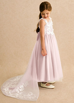 Azazie Mixie vestidos de niña de las flores Vestido Rosa Rubor de Encaje de Vestido de princesa image3