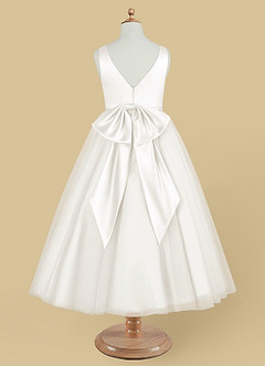 Azazie Marybell Flower Girl Dresses Ivory A-Line Bow Tulle Dress image6