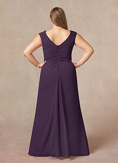 Azazie Sally Mother of the Bride Dresses Plum A-Line V-Neck Pleated Chiffon Dress image7