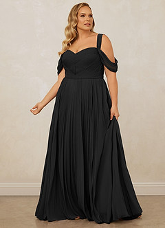 Christian Siriano Bridal for Azazie 1013 Bridesmaid Dresses Black A-Line Off the Shoulder Chiffon Dress image13