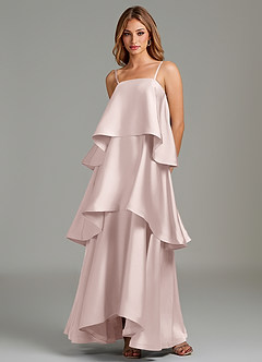Azazie Azalea Bridesmaid Dresses Blushing Pink A-Line Ruched Stretch Satin Dress image5