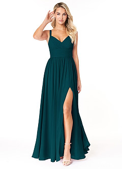 Azazie Chanel Bridesmaid Dresses Pine A-Line Pleated Chiffon Dress image1
