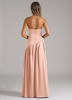 Azazie Adeline Brautjungfernkleider Wandelbar A-Linie Schulterfrei Stretch-Satin Kleid Roségold image5