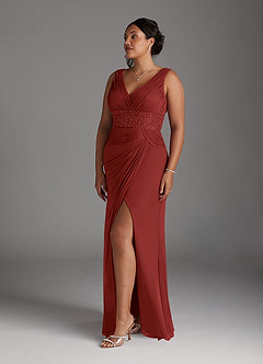 Azazie Winona Mother of the Bride Dresses Rust Mermaid Sequins Mesh Dress image9