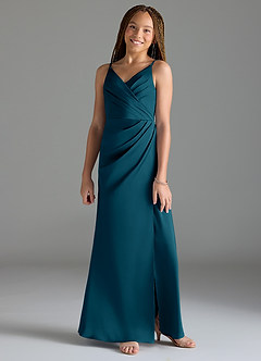 Azazie Maci Junior Klä av Sjöjungfru i Stretch Satin Plisserad image1