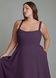 Azazie Shaude Bridesmaid Dresses Plum A-Line Pleated Chiffon Dress image11