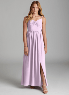 Azazie Zeya Junior A-Linie Chiffon Kleid Frostiges Flieder image1