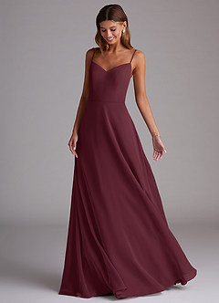 Azazie Marley Bridesmaid Dresses Cabernet A-Line Off the Shoulder Chiffon Convertible Dress image5