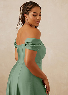 Christian Siriano Bridal for Azazie 1002 Bridesmaid Dresses Matcha A-Line Off the Shoulder Stretch Satin Convertible Dress image10