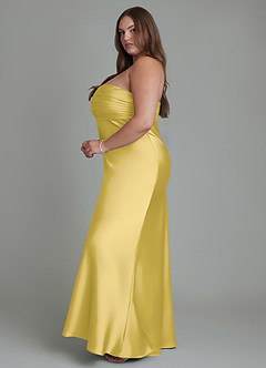 Azazie Saylor Vestidos de damas de honor Vestido Canario de Satén Elástico de Corte Sirena con Palabra de honor image14