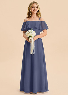 Azazie Maggie Junior Stormy A-Line Off the Shoulder Chiffon Dress image4