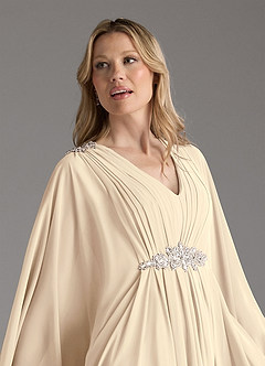 Azazie Drew Mother of the Bride Dresses Champagne A-Line Pleated Chiffon Dress image8