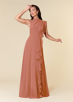 Azazie Narine Mother of the Bride Dresses MAI TAI A-Line High Neckline Pleated Chiffon Dress image1