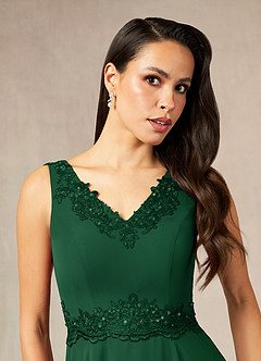 Azazie Devana Mother of the Bride Dresses Dark Green A-Line Sequins Chiffon Dress image6