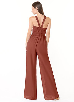 Azazie Berdie Abiti da Damigella Tuta in Chiffon con Scollo Halter Auburn image2