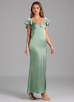 Azazie Demia Bridesmaid Dresses Agave Sheath Sweetheart Neckline Stretch Satin Dress image4