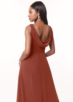 Azazie Karina Bridesmaid Dresses Auburn A-Line Pleated Chiffon Dress image4