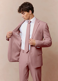 front James Dusty Rose Structured Stretch Suit Jacket
