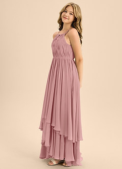 Azazie Elliora Junior Dusty Rose A-Line Pleated Chiffon Dress image6