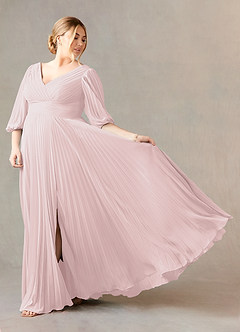 Azazie Zahara 신부의 어머니 드레스 A라인 쉬폰 바닥 길이 드레스 image9