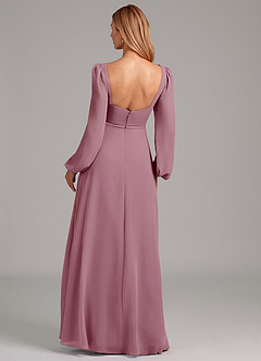 Azazie Simone Bridesmaid Dresses Vintage Mauve A-Line Long Sleeve Chiffon Dress image2