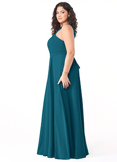 Azazie Dixie Bridesmaid Dresses Ink Blue A-Line Halter Pleated Chiffon Dress image8